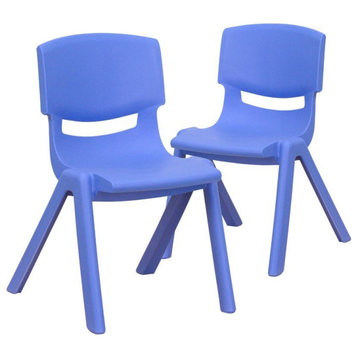 Flash Furniture 12" Plastic Stackable Preschool Chair in Blue (Set of 2)