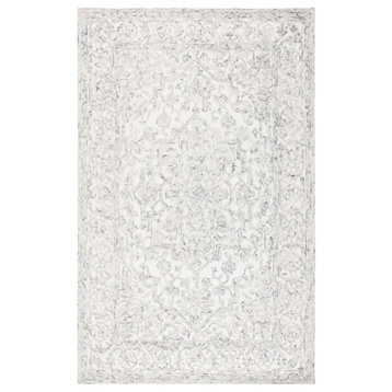 Safavieh Trace Trc302H Vintage Distressed Rug, Ivory and Charcoal, 5'0"x8'0"