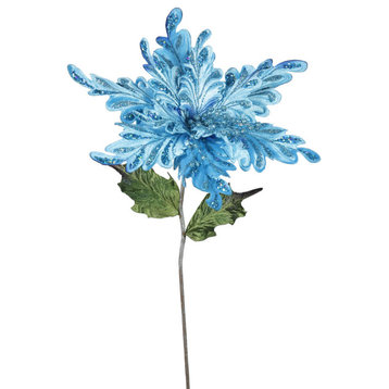Vickerman Of160142 31" Sky Blue Velvet Poinsettia Artificial Christmas Pick