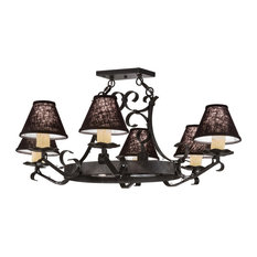 40" Handforged Oval 6-Light W and Downlights Chandelier