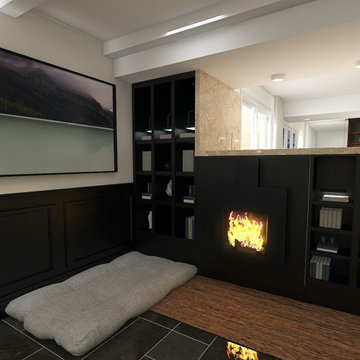 Masculine Modern Den & Kitchen Remodel