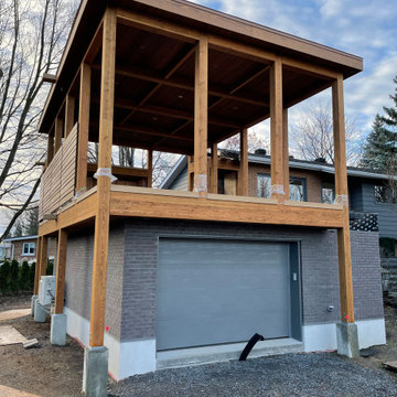 Extension de garage avec véranda au dessus