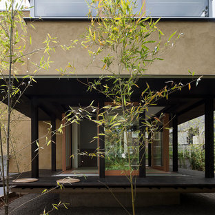 他の地域の和風のおしゃれな横庭のデッキ (張り出し屋根) の写真