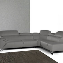 Modern Grey Italian Leather Sectional