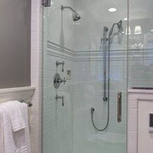 Bathroom white tile patter
