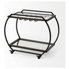 Chriselle Black Metal w/ Two-Tiered Mirrored Shelves Bar Cart