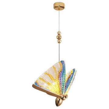 MIRODEMI® Cervo | Crystal Pendant Light with Hanging Butterflies, Colorful, W5.5xh6.7", Cool Light