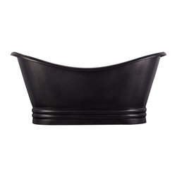 71" Raye Antique Black Hammered Copper Double-Slipper Pedestal Tub - Products