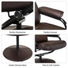Costway Recliner Chair Swivel Armchair Seat w/Footrest Stool Ottoman Home Brown