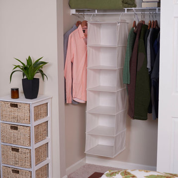 Six Compartment Hanging Closet Clothing Shelves