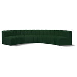 Meridian Furniture - Arc Boucle Fabric Upholstered 6-Pc. U-Shaped Modular Sectional, Green - Give your living room or den the perfect blend of style and versatility with this Arc boucle fabric curved modular Sectional. Part of the Arc modular furniture collection, this Sectional comes upholstered in rich green boucle fabric and features deep channel tufting that adds a touch of luxury while enhancing comfort and support. A seamless combination of form and function, this chair can be used with other Arc pieces to create a myriad of configurations in your well-curated room.