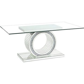 ACME Noralie Dining Table, Mirrored and Faux Diamonds
