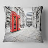 Phone Booths on Street Cityscape Throw Pillow, 18"x18"