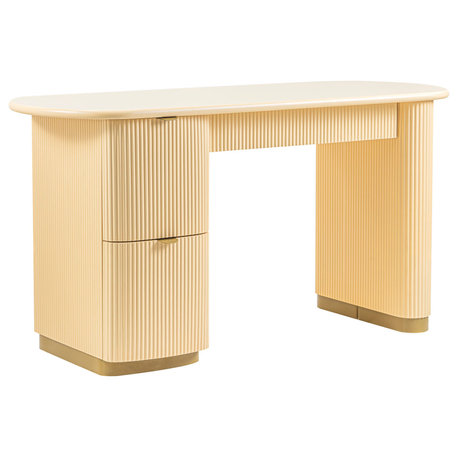 Francesca Yellow Peach 3-Drawer Desk