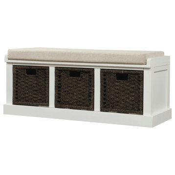 Storage Bench Basket , Entryway Bench Storage Bench with Removable Cushion