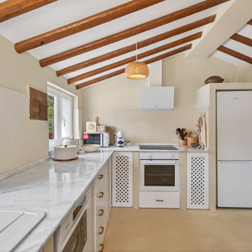 Kitchen with Exposed Wood Beams