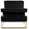 Noah Velvet Upholstered Accent Chair, Black, Gold Base