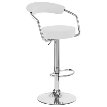 Set of 4 Zool Contemporary Adjustable Faux Leather Barstool - Vanilla White