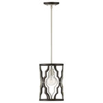 Hinkley Lighting - Portico 1-Light Mini Pendant in Glacial - The Portico pendant highlights the medallion a classic design element by fusing this antique pattern with on-trend mixed metal finishes in Glacial and Metallic Matte Bronze to reveal a modern symmetry. Delicate crystal candle cups an elegantly tapered center column and two-tone canopy ensure refined details emanate throughout Portico's sophisticated design.