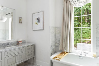 Inspiration for a french country bathroom remodel in Raleigh