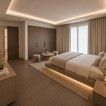 Luxury Contemporary Primary Bedroom with Custom Millwork