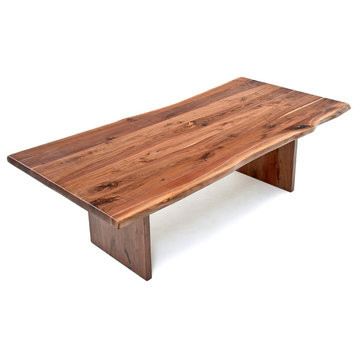 Natural Edge Modern Dining Table, Planked Black Walnut, 60x48x31