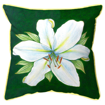 Casablanca Lily - Green Background Large Indoor/Outdoor Pillow 18x18