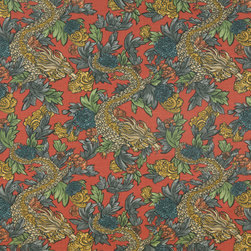 Ming Dragon in Persimmon - Fabric