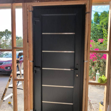 Modern exterior metal-plastic door | Manux 8415 Grey | 54 x 80