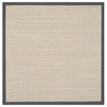 Safavieh Natural Fiber Collection NF441 Rug, Marble/Grey, 6' Square