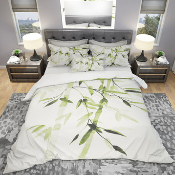 Simplist Bamboo Leaves Ii Cottage Duvet Cover Set, Twin
