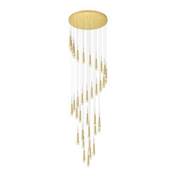 CWI Lighting - Led Multi Light Pendant With Satin Gold Finish - Pendant Lighting