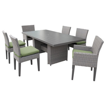 Monterey Rectangular Patio Dining Table,4 Armless Chairs,2 Chairs,Arms Cilantro