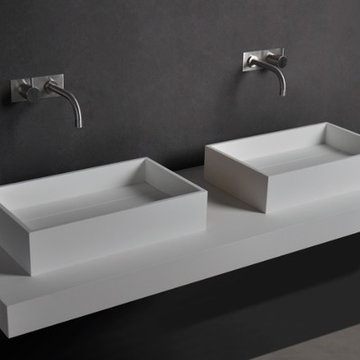 Solid Surface Bathroom Vanities and Wall Mounted Washbasins