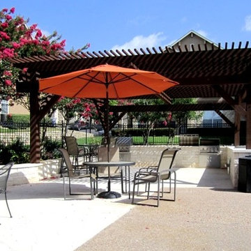 Outdoor BBQ, Pergola, Fire Pit & Deck for Apartment Complex