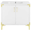 Voltaire 36" Single, Bathroom Vanity, White With Gold Hardware ...