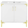 Voltaire 36" Single, Bathroom Vanity, White With Gold Hardware