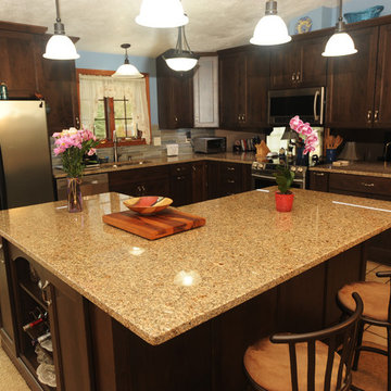 Open plan with cathedral ceiling