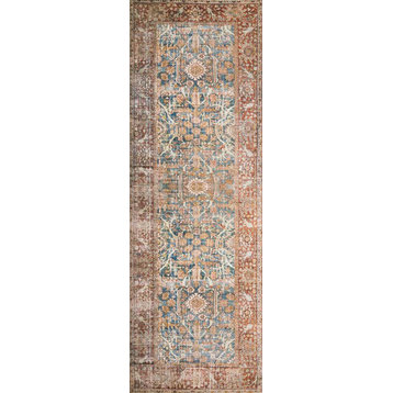 Ocean, Rust Printed Polyester Layla Area Rug by Loloi II, 2'-6"x12'-0"