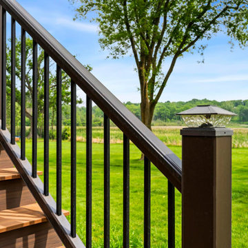 Deckorators Khaya & Sedona Decking, Timbertech Rail Matte Espresso & Drink Rail