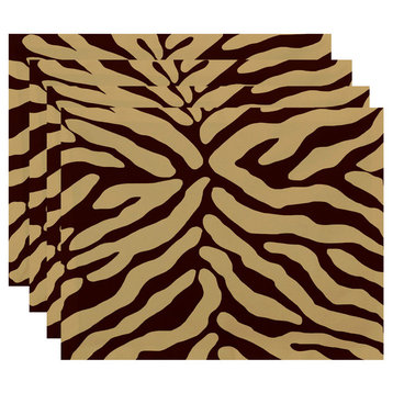 Animal Stripe Geometric Print Placemat, Set of 4, Brown