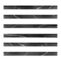 Polished Nero Marquina Black Marble Bullnose Pencil Molding - Home Accessories & Decor