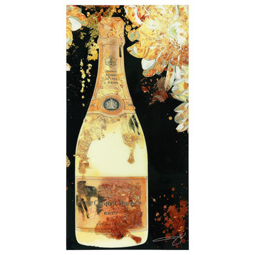 "Let's Celebrate" Huge Champagn Bottle Wall Art Tempered Art Glass 72"x 36"