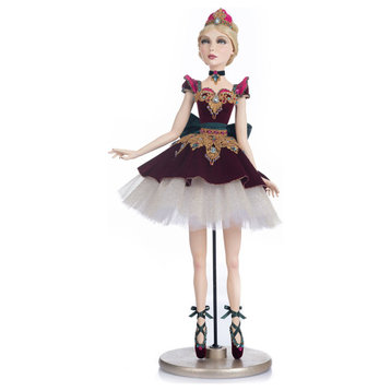 Katherine's Collection Sugar Plum Ballerina Standing Doll, 15x15x29", Red