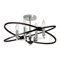 Paloma 4-Light Incandescent Matte Black Semi Flush Mount, Polished Chrome