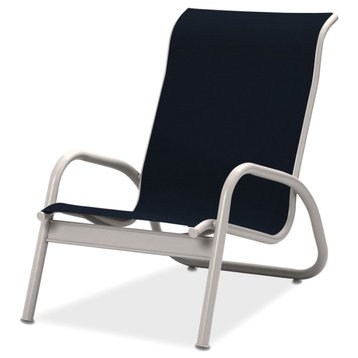 Gardenella Sling Stacking Poolside Chair, Textured White, Navy