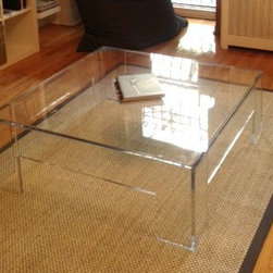 Coffee Table - Lucite with flange and optional lower shelf - square or rectangle - Products