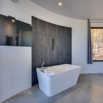 Round Open Space Pod Bathroom by Lofty Pods #prefabhomes