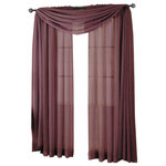 Royal Tradition - Abri Single Rod Pocket Sheer Curtain Panel, Eggplant, 50"x108" - Want your privacy but need sunlight? These crushed sheer panels can keep nosy neighbors from looking inside your rooms, while the sunlight shines through gracefully. Add an elusive touch of color to any room with these lovely panels and scarves. Sheers enhance the beauty of windows without covering them up, and dress up the windows without weighting them down. And this crushed sheer curtain in its many different colors brings full-length focus to your windows with an easy-on-the-eye color.