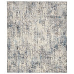 Nourison - Calvin Klein CK022 Infinity 9' x 12' Ivory Grey Blue Modern Indoor Area Rug - With its artful, vertical stripe pattern, this abstract rug from the Calvin Klein Infinity collection brings a subtle surge of energy to your space. The distressed design is presented in calming shades of blue, grey, and ivory. Machine-made for modern living from durable, softly textured fibers that are easy to clean.